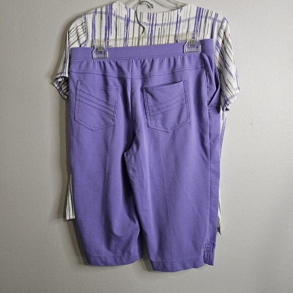 Links Womens 2pc Capri Set Purple Pull On Stretch Pockets Soft Knit Sz S - Picture 2 of 14